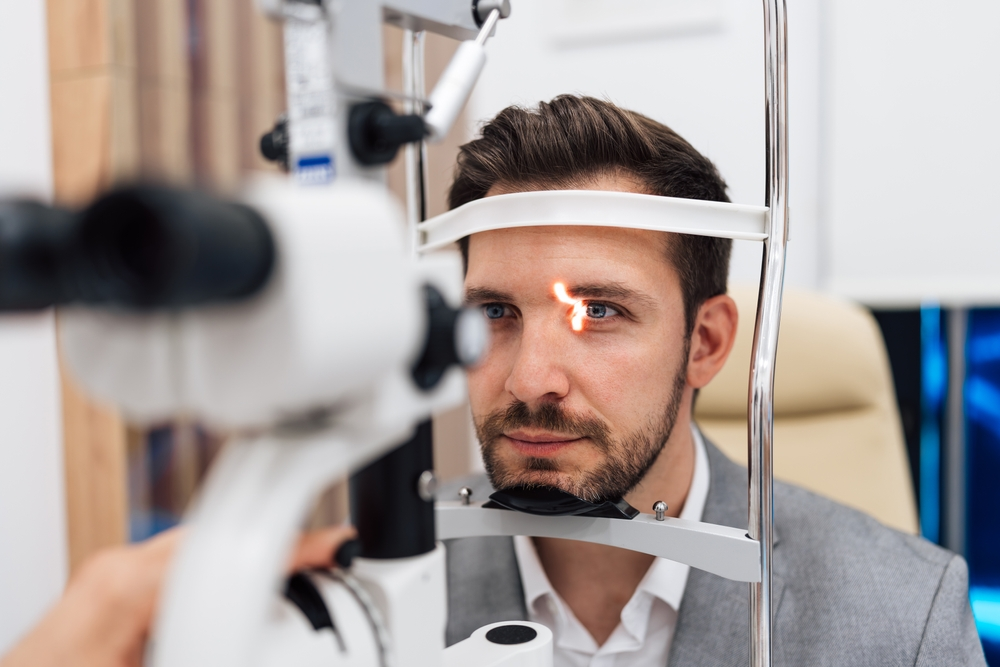 Patient receiving an eye examination